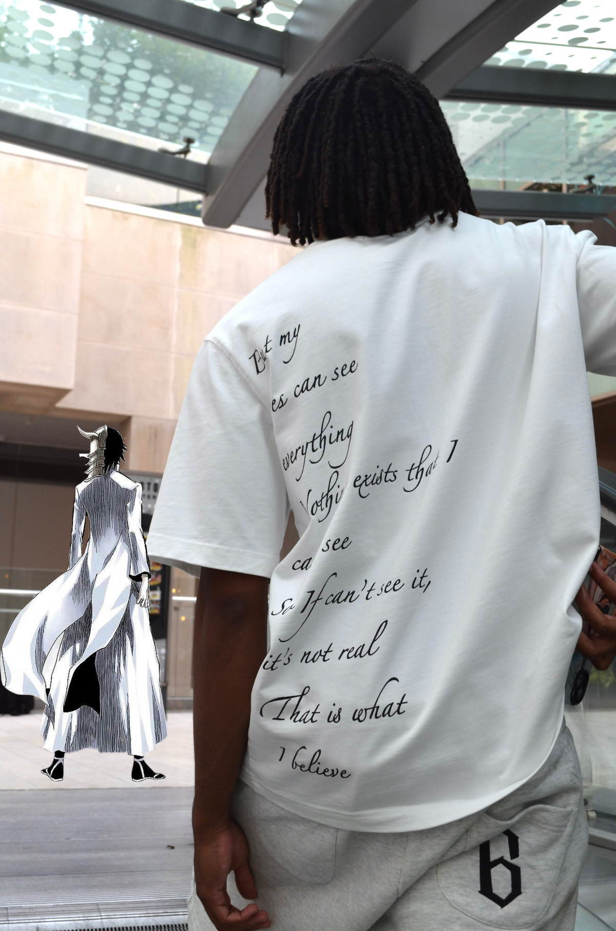 Ulquiorra shirt back print detail with anime character overlay, Fourth 
Espada streetwear